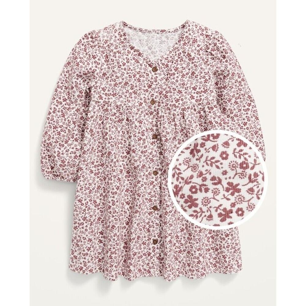 OLD NAVY Long-Sleeve Button-Front‎ Corduroy Swing Dress for Toddler Girls 4T